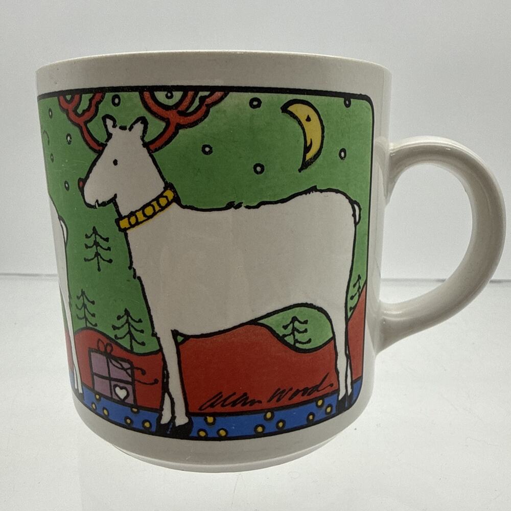 Houze Alan Wood Christmas Coffee Tea Mug Cup Reindeer Gifts FPC England Vintage